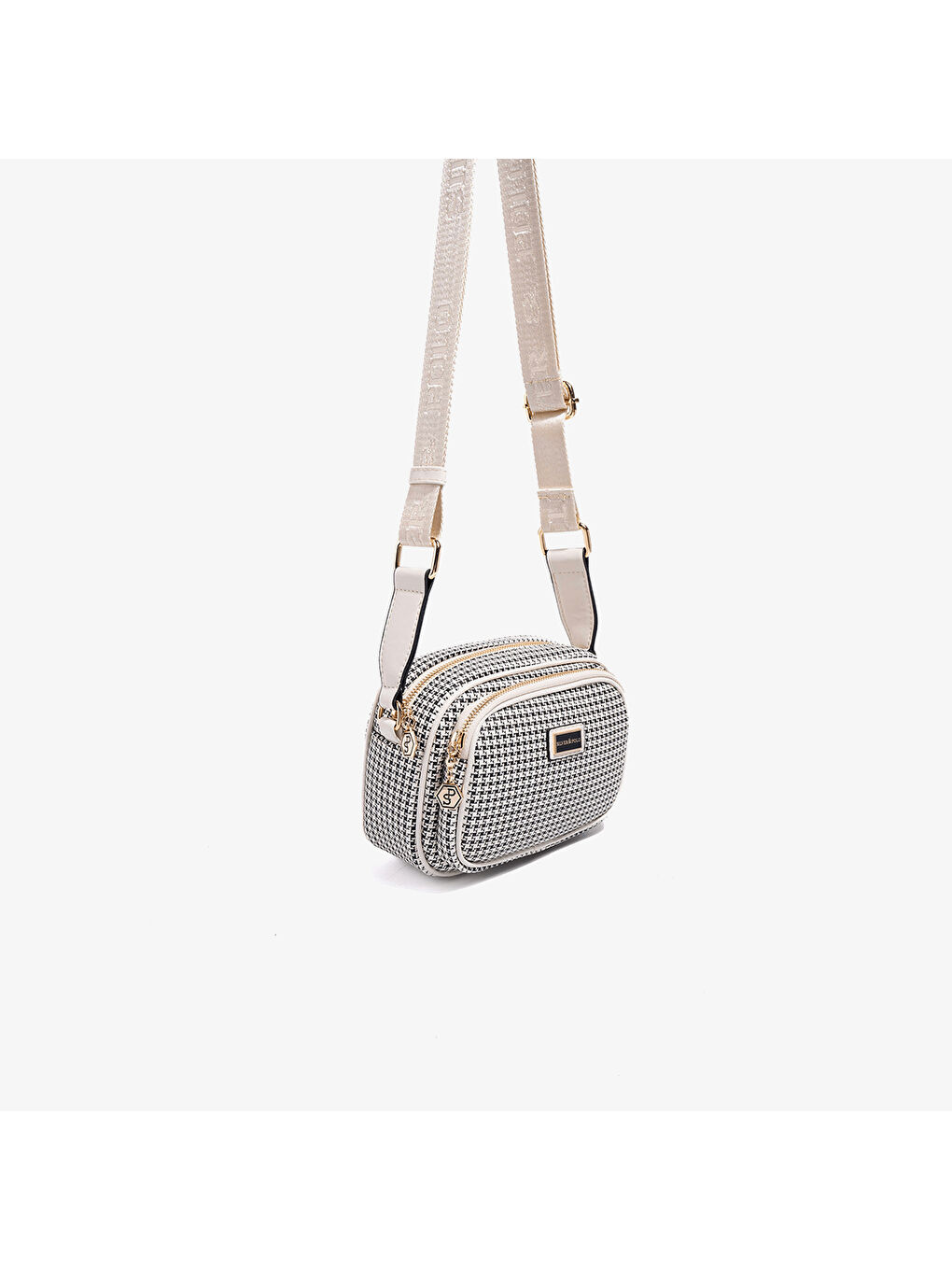 Bej Kadın SP1111-M204 SILVER POLO Çapraz Çanta Siyah-Kemik-1