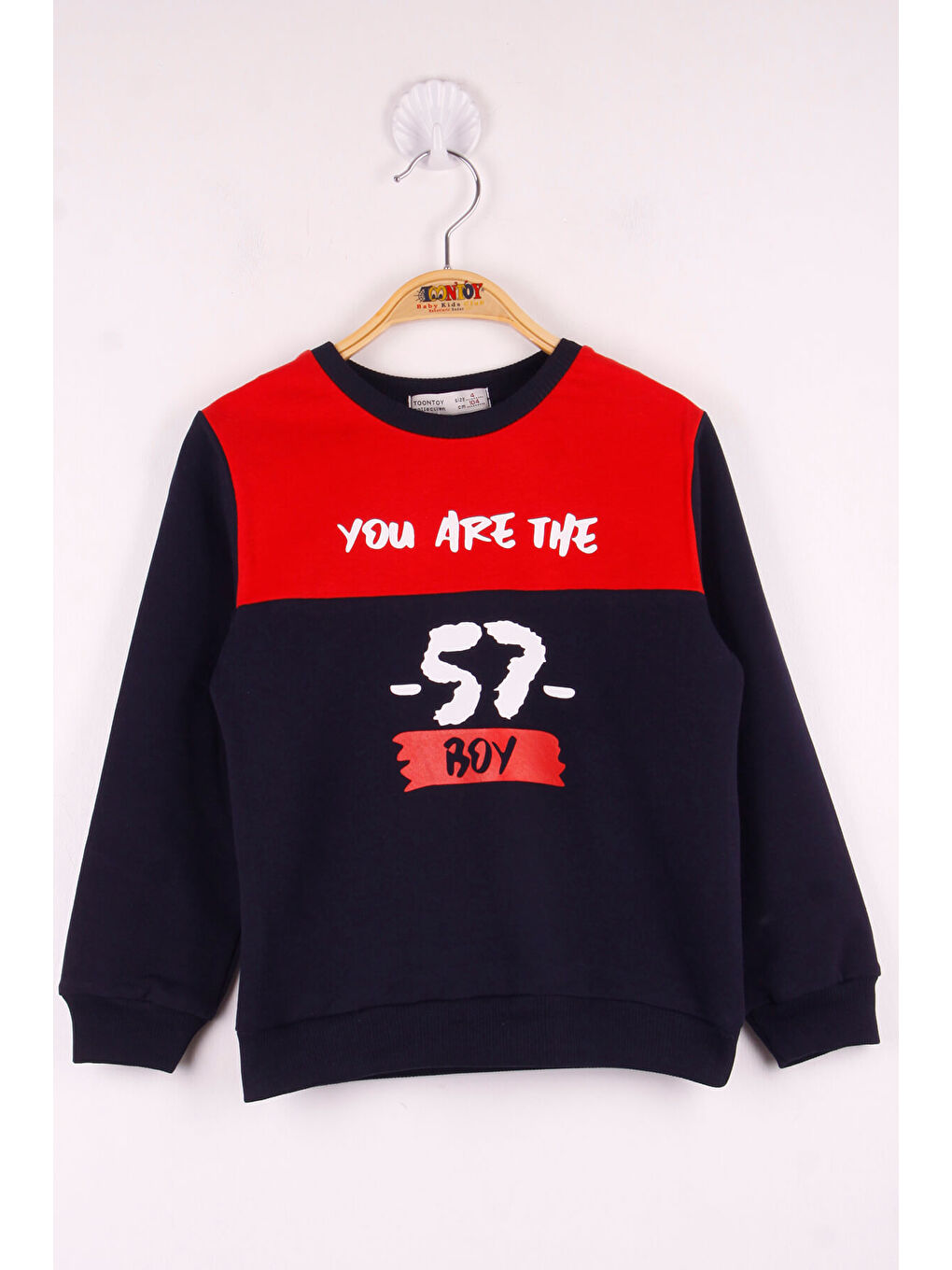 Kırmızı Erkek Çocuk 57 Baskılı Garnili Sweatshirt-4