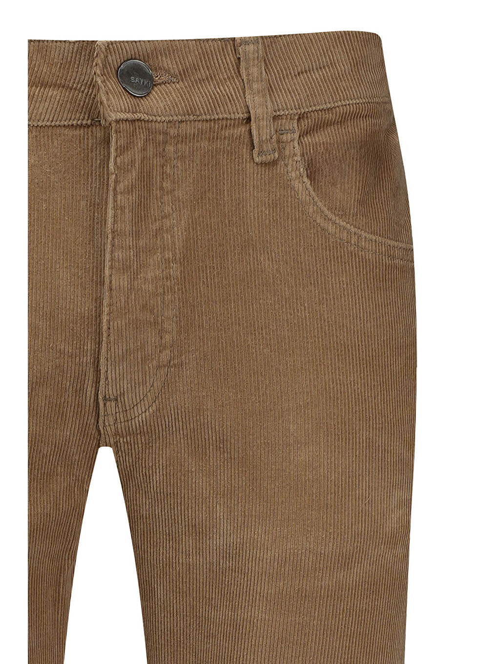 Kahverengi Camel Rahat Kesim 5 Cep Pamuklu Casual Kadife Pantolon-1