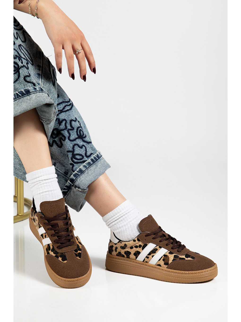 Kahverengi Kadın Acı Kahve Kadın Rahat Kalıp Yumuşak Deri Sneaker-1