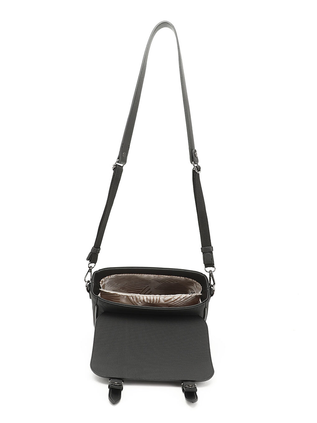 Siyah Kadın KOYU SİYAH Uzun Askılı Omuz Çantası-4