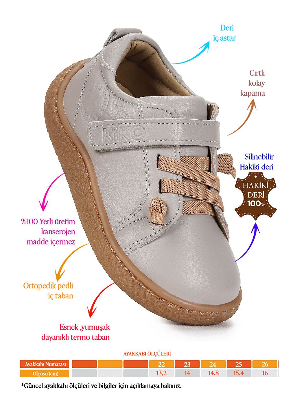 Bej Arad %100 Deri Günlük Erkek Bebek Spor Ayakkabı-1