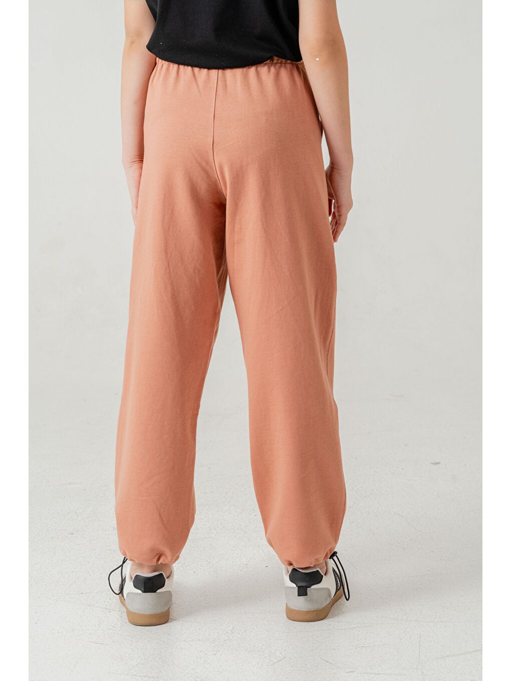 Pembe Cebi Taşlı Paça Brit Lastikli Stoperli Kız Çocuk Eşofman Altı-6