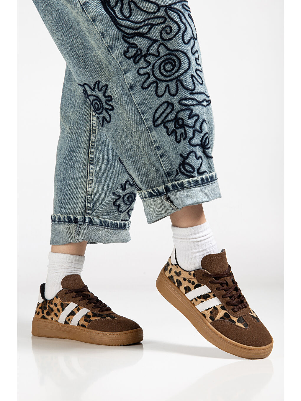 Kahverengi Kadın Acı Kahve Kadın Rahat Kalıp Yumuşak Deri Sneaker-2