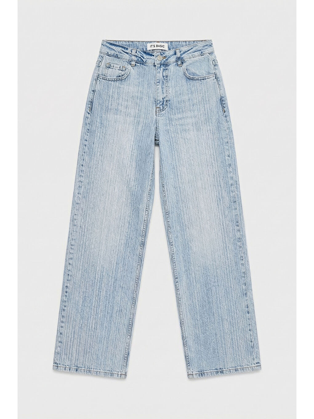 Mavi Kadın Jean Rengi T-4s6-3 Loose Fit Ön Arka Parlak Taşlı Tasarım Denim Jean-2