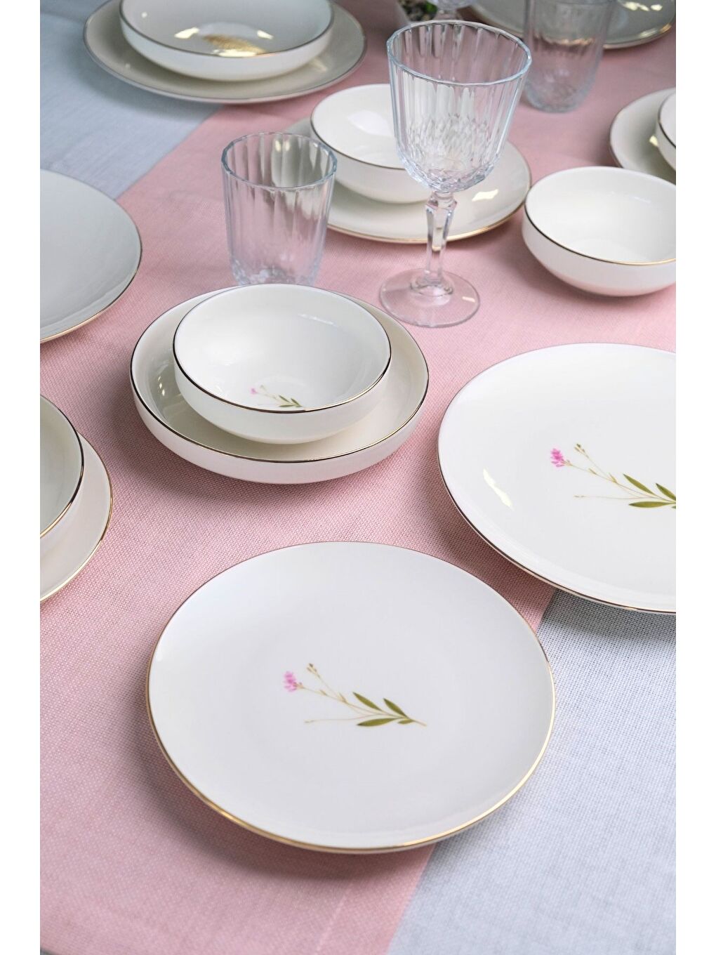 Karışık Porselen Natura Altın Yaldızlı Yemek Takımı 6 Kişilik 24 Parça-3