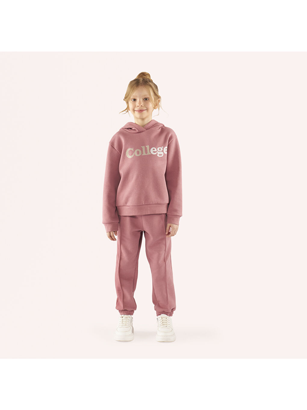 Panço Pembe Kız Çocuk Baskı Detaylı Kapüşonlu Sweatshirt - 1