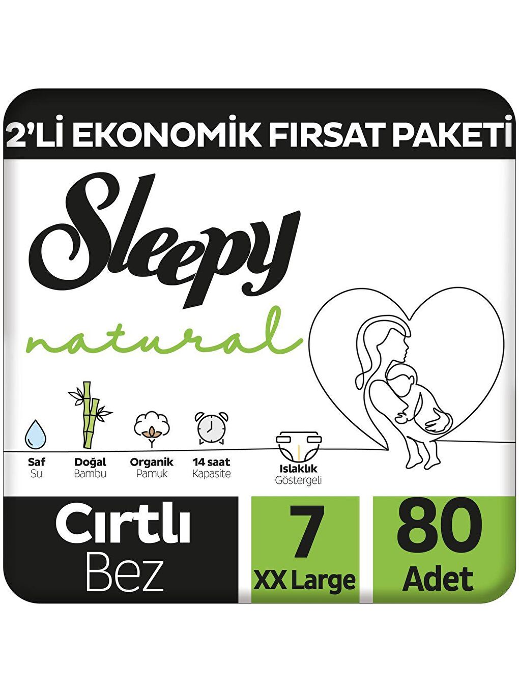 Sleepy Beyaz 2'li Paket Bebek Bezi 7 Numara Xxlarge 80 Adet