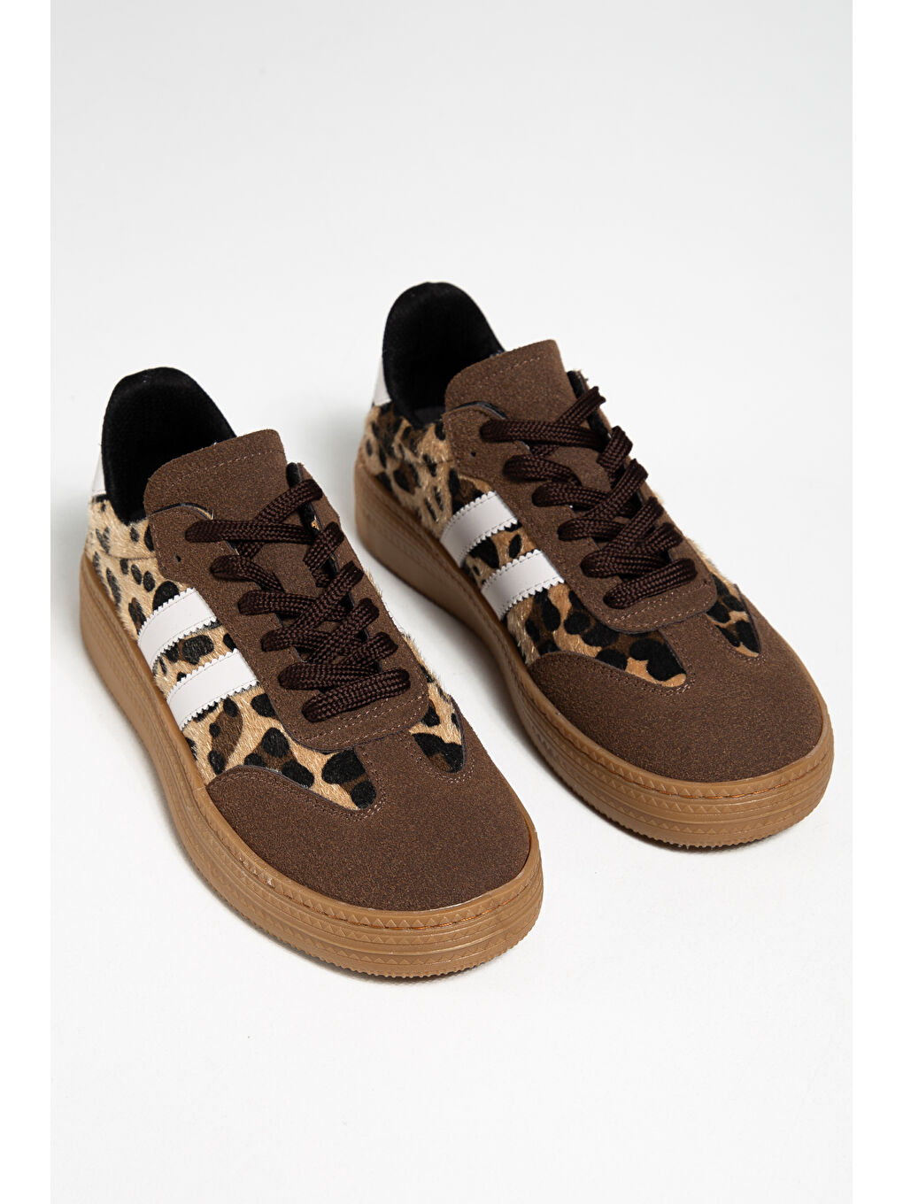 Kahverengi Kadın Acı Kahve Kadın Rahat Kalıp Yumuşak Deri Sneaker-3