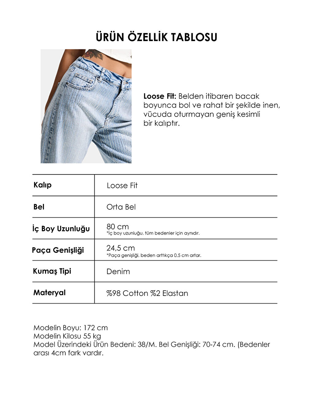 Mavi Kadın Jean Rengi T-4s6-3 Loose Fit Ön Arka Parlak Taşlı Tasarım Denim Jean-4