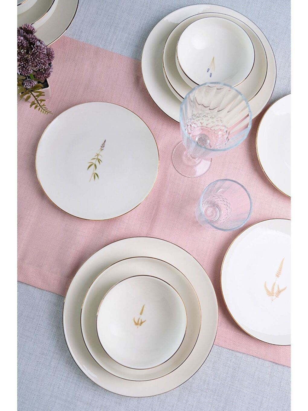 Karışık Porselen Natura Altın Yaldızlı Yemek Takımı 6 Kişilik 24 Parça-5