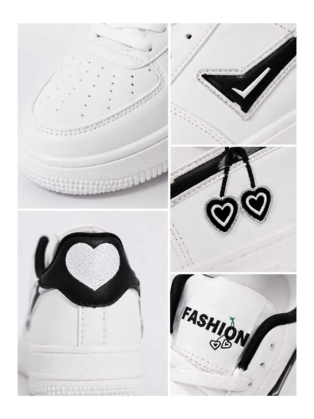 Beyaz Kadın Trend Kiraz İşlemeli Casual Sneaker, Nakış Detaylı Konforlu Günlük Ayakkabı-7