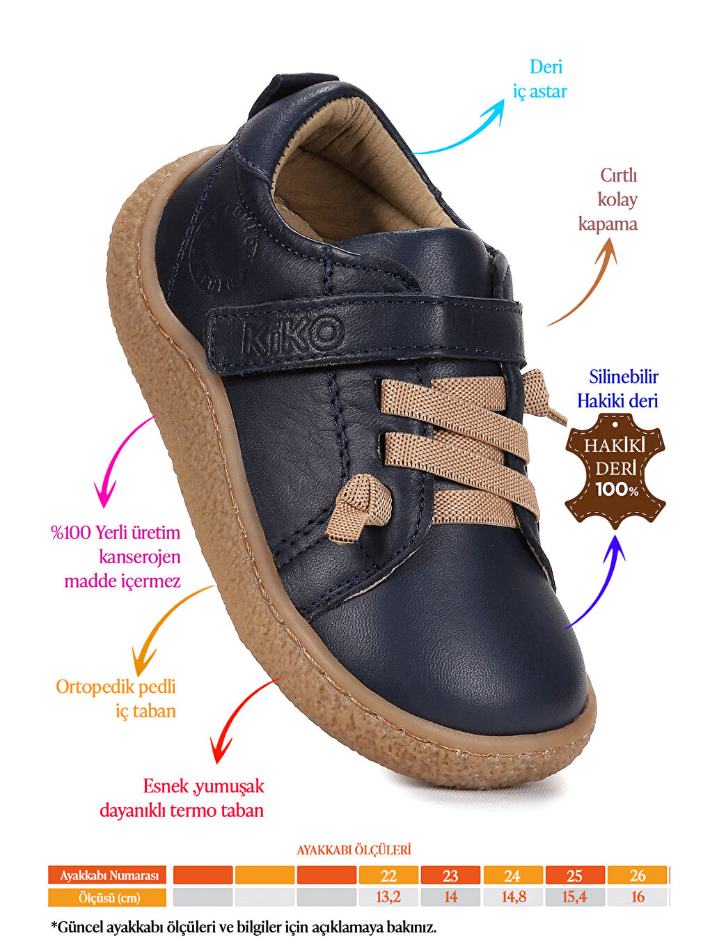 Lacivert Arad %100 Deri Günlük Erkek Bebek Spor Ayakkabı-1
