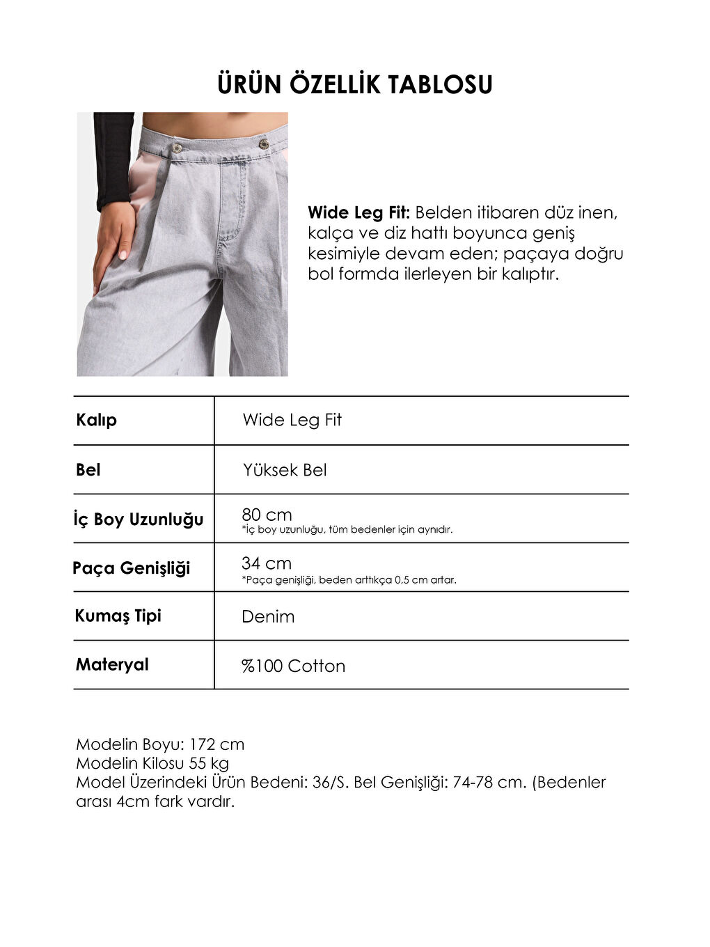 Kadın Gri Pembe 3s6-12 Palazzo Fit Çift Parça Özel Tasarım Denim Jean-4