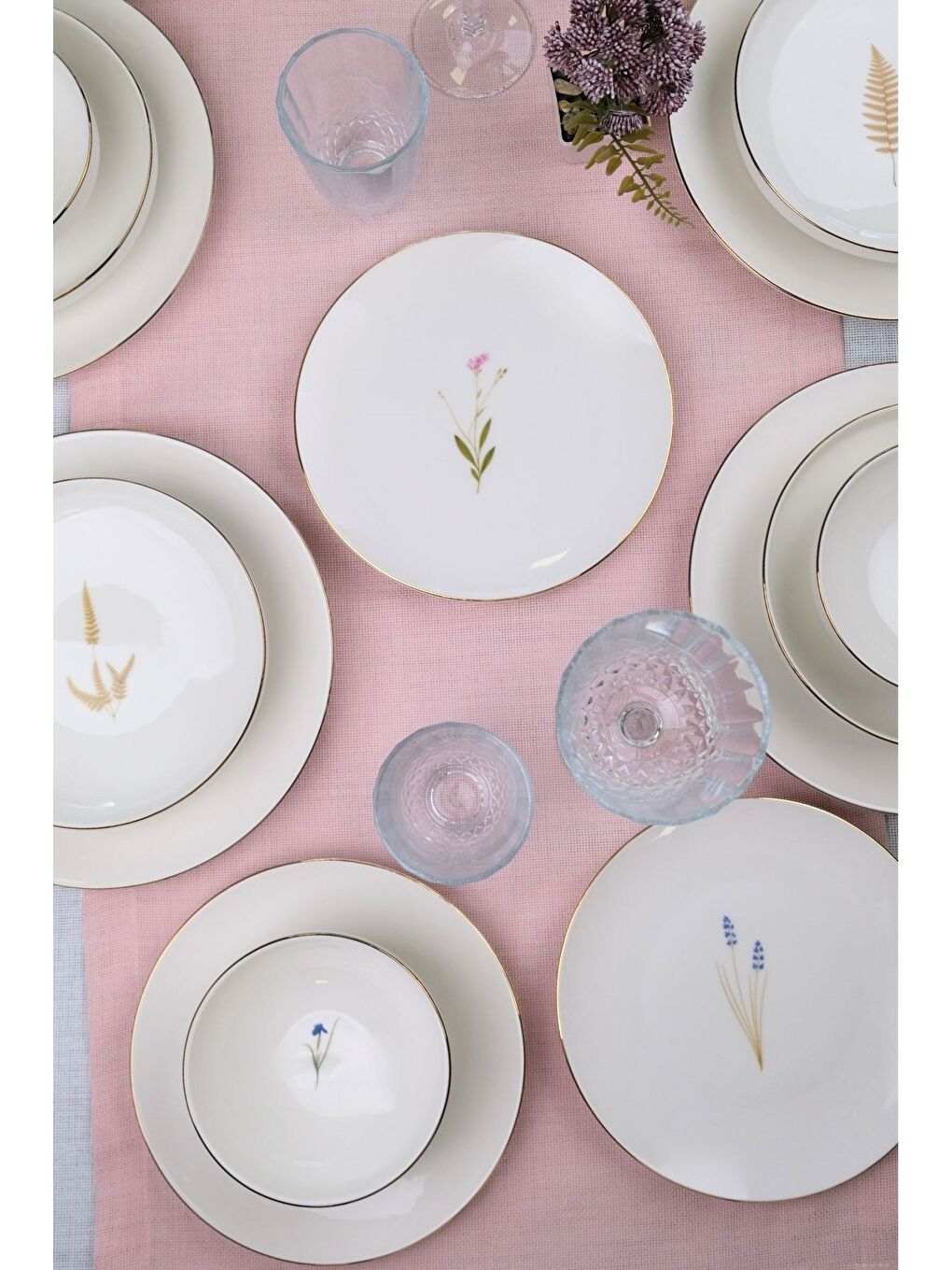 Karışık Porselen Natura Altın Yaldızlı Yemek Takımı 6 Kişilik 24 Parça-6