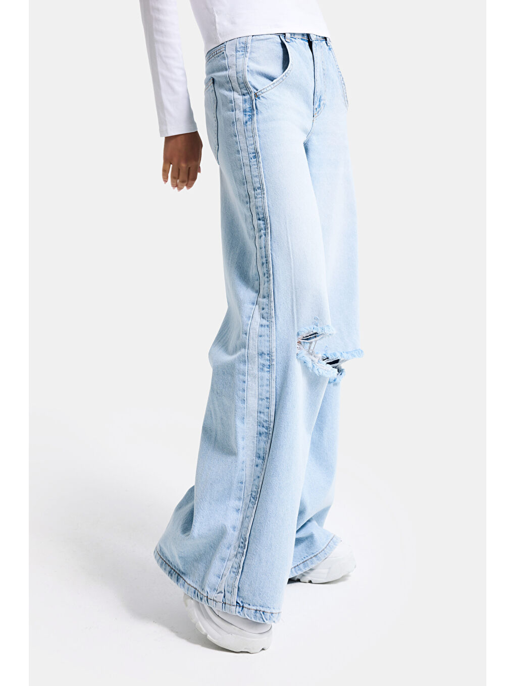 Mavi Kadın Ice 12s6-3 Palazzo Fit Yırtık Detaylı Tasarım Denim Jean-4