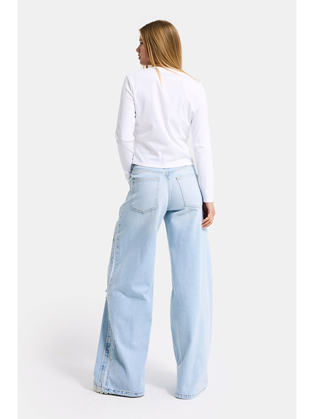 Mavi Kadın Ice 12s6-3 Palazzo Fit Yırtık Detaylı Tasarım Denim Jean-6