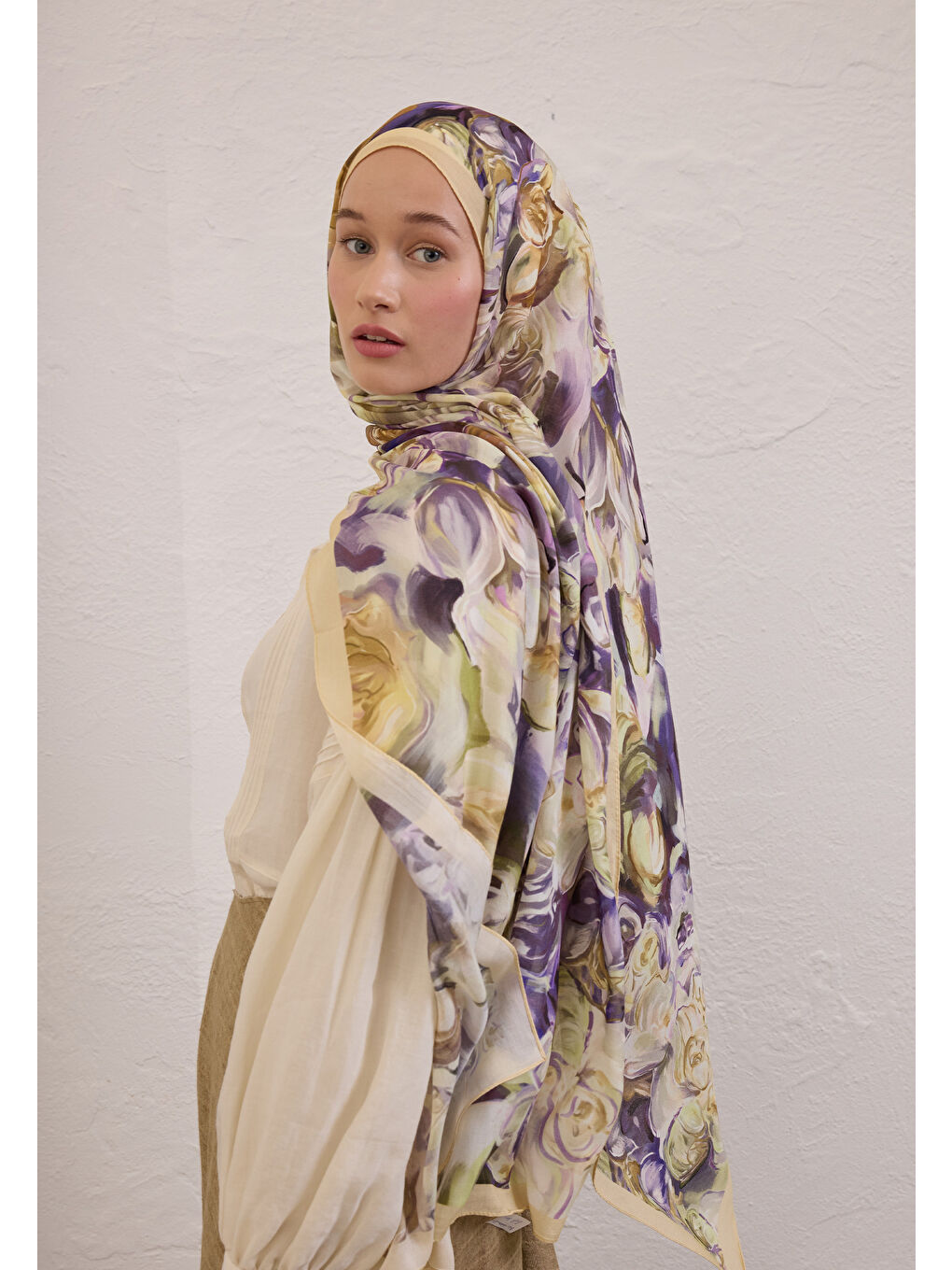 Nerıssa Desen Rami Şal Soft Sarı