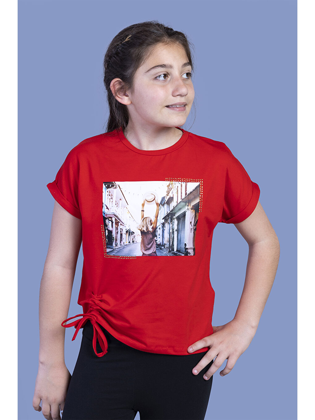 Kırmızı Kız Çocuk Dijital Baskılı Tişört
