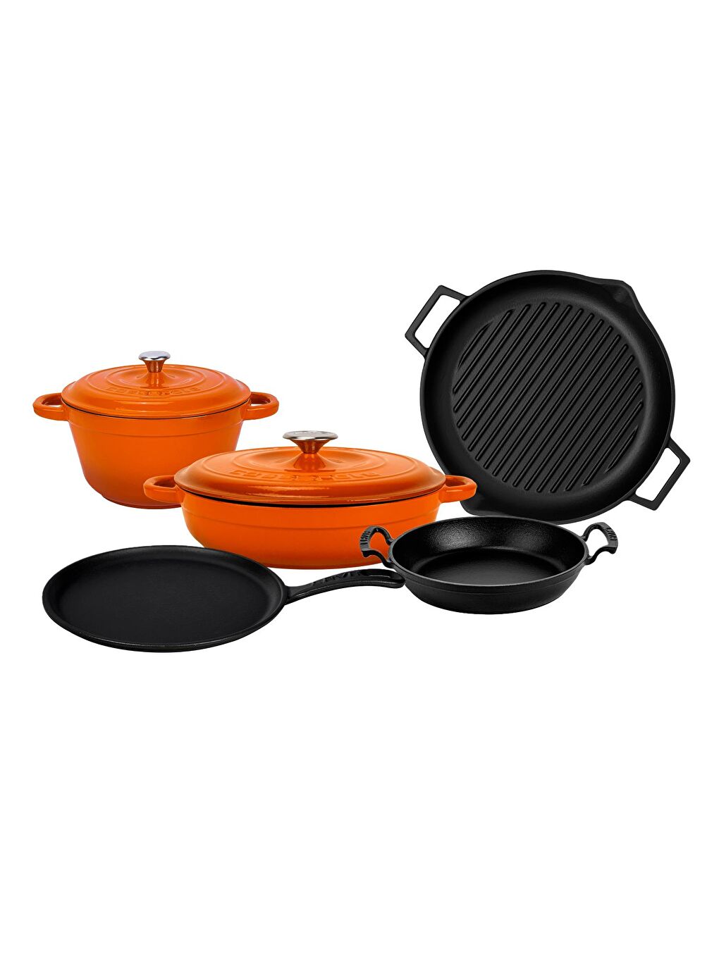 Turuncu Döküm 5x Trendy Serisi 8 Parça Tencere & Tava Seti-1