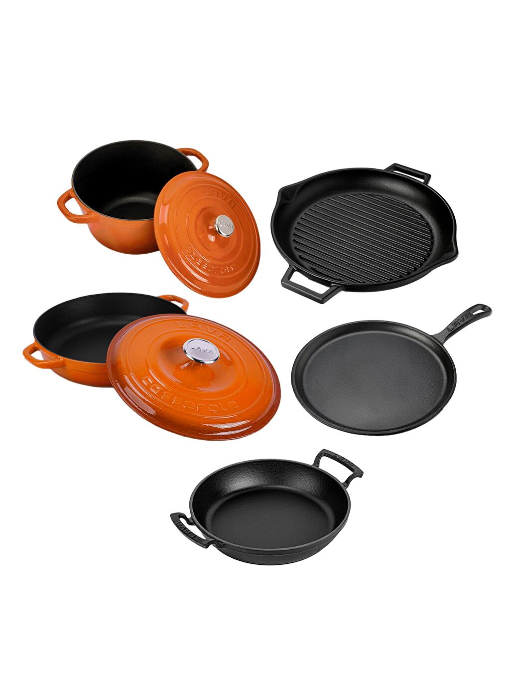 Turuncu Döküm 5x Trendy Serisi 8 Parça Tencere & Tava Seti-2
