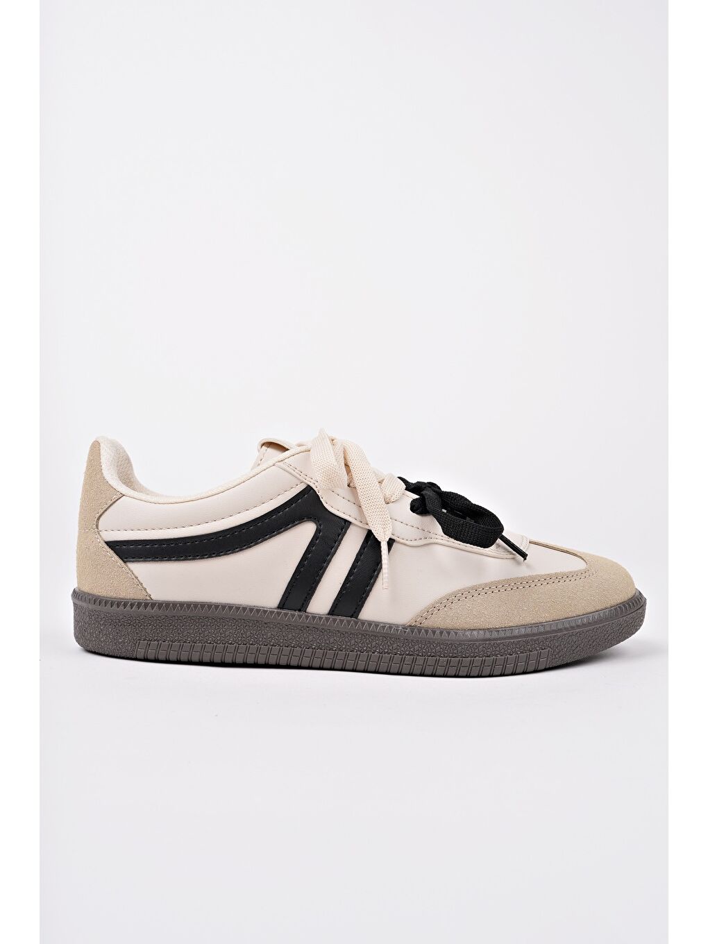 Muggo Bej RETRO Çift Bağcıklı Günlük Kadın Sneaker Spor Ayakkabı - 2