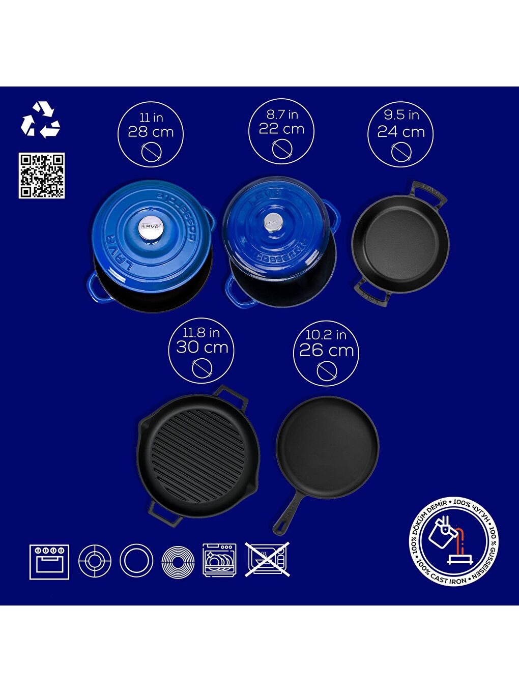 Mavi Döküm 5x Trendy Serisi 8 Parça Tencere & Tava Seti-4
