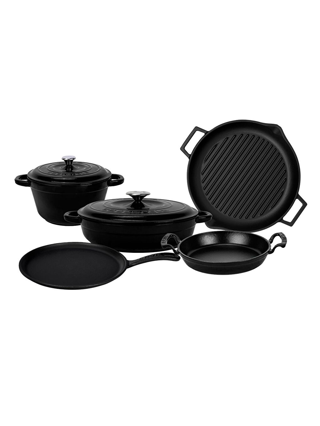 Siyah Döküm 5x Trendy Serisi 8 Parça Tencere & Tava Seti-1