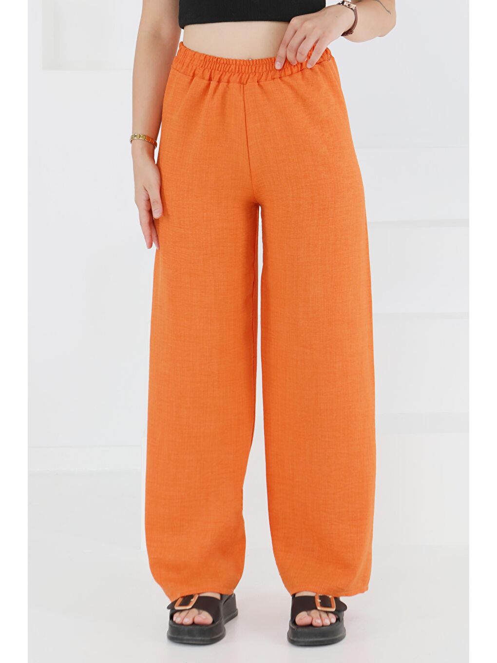 Beli Lastikli Salaş Pantolon Turuncu - 27461-1