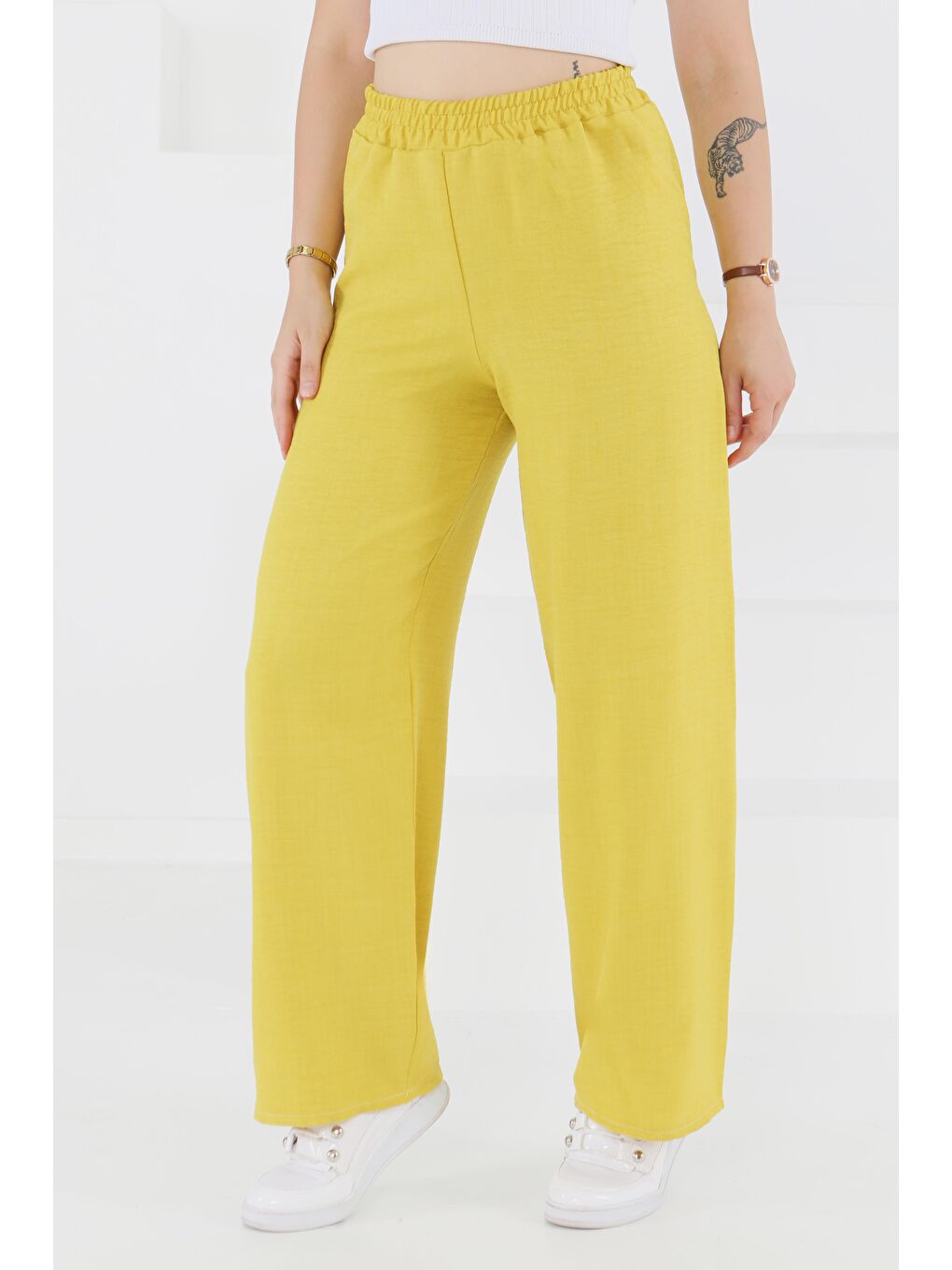 Beli Lastikli Salaş Pantolon Yağ Yeşili - 27461-3