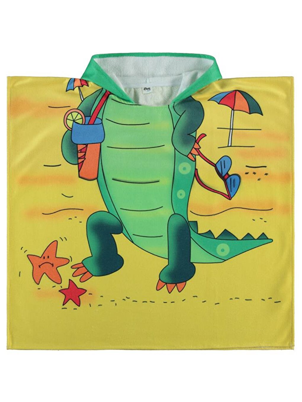 Boys Timsah Baskılı Panço - SarıStandart-1