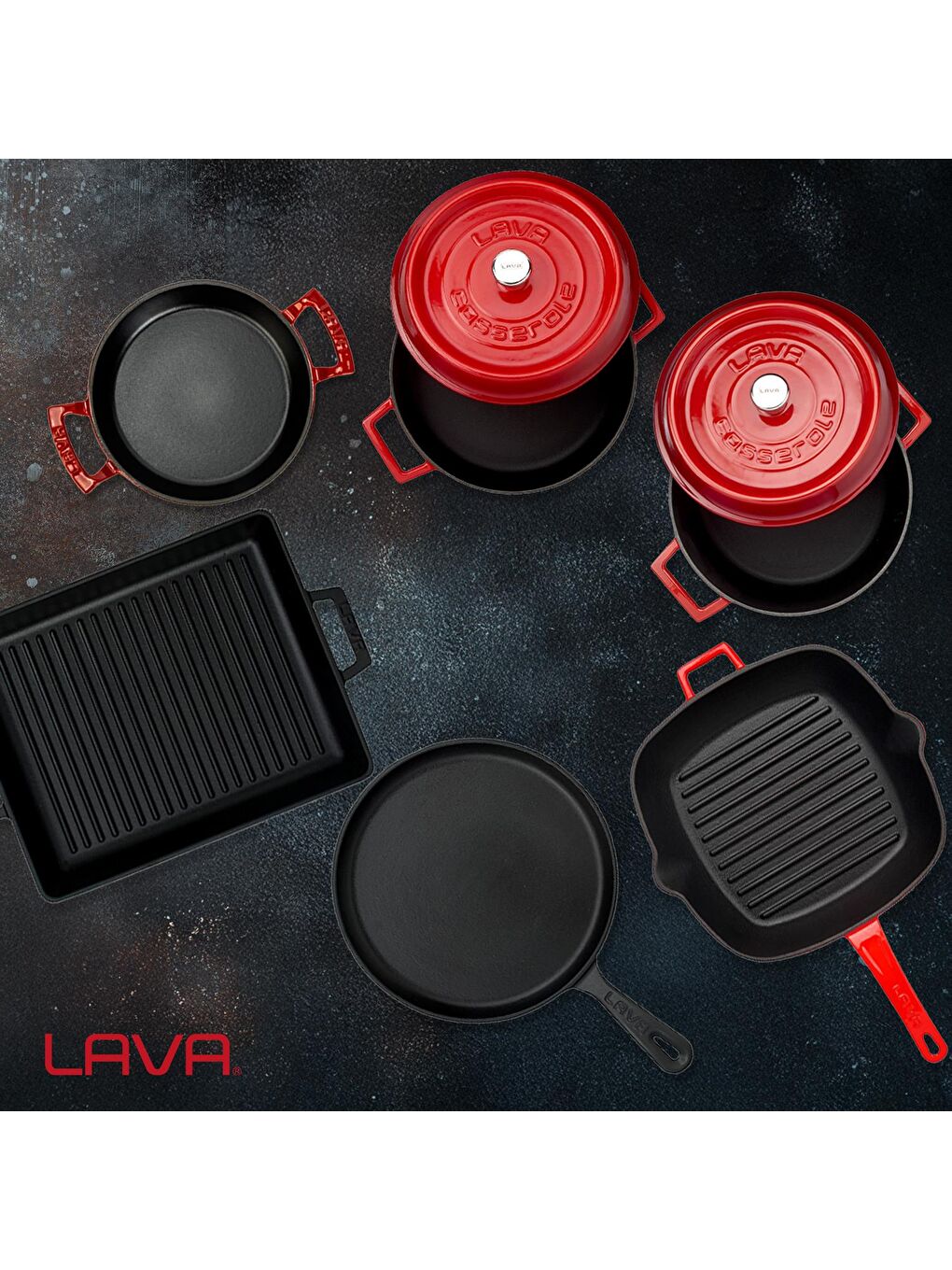 Kırmızı Döküm 5x Trendy Serisi 8 Parça Tencere & Tava Seti-7