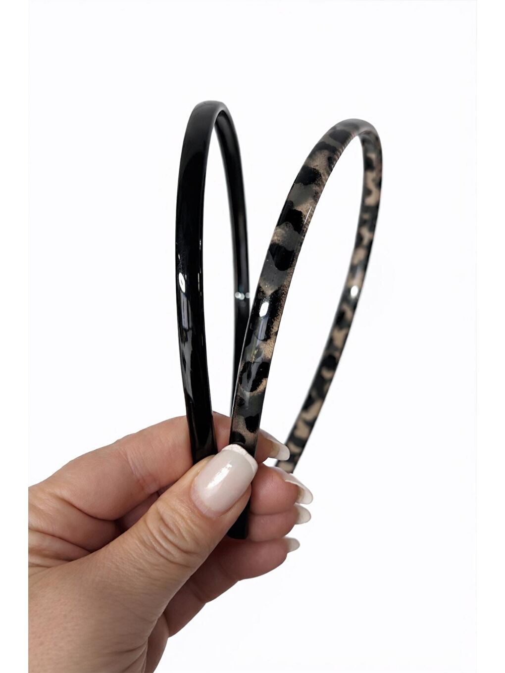 Kaplumbağa Sırtı Gri ve Düz Siyah İnce Asetat Taç -2 Adet-2