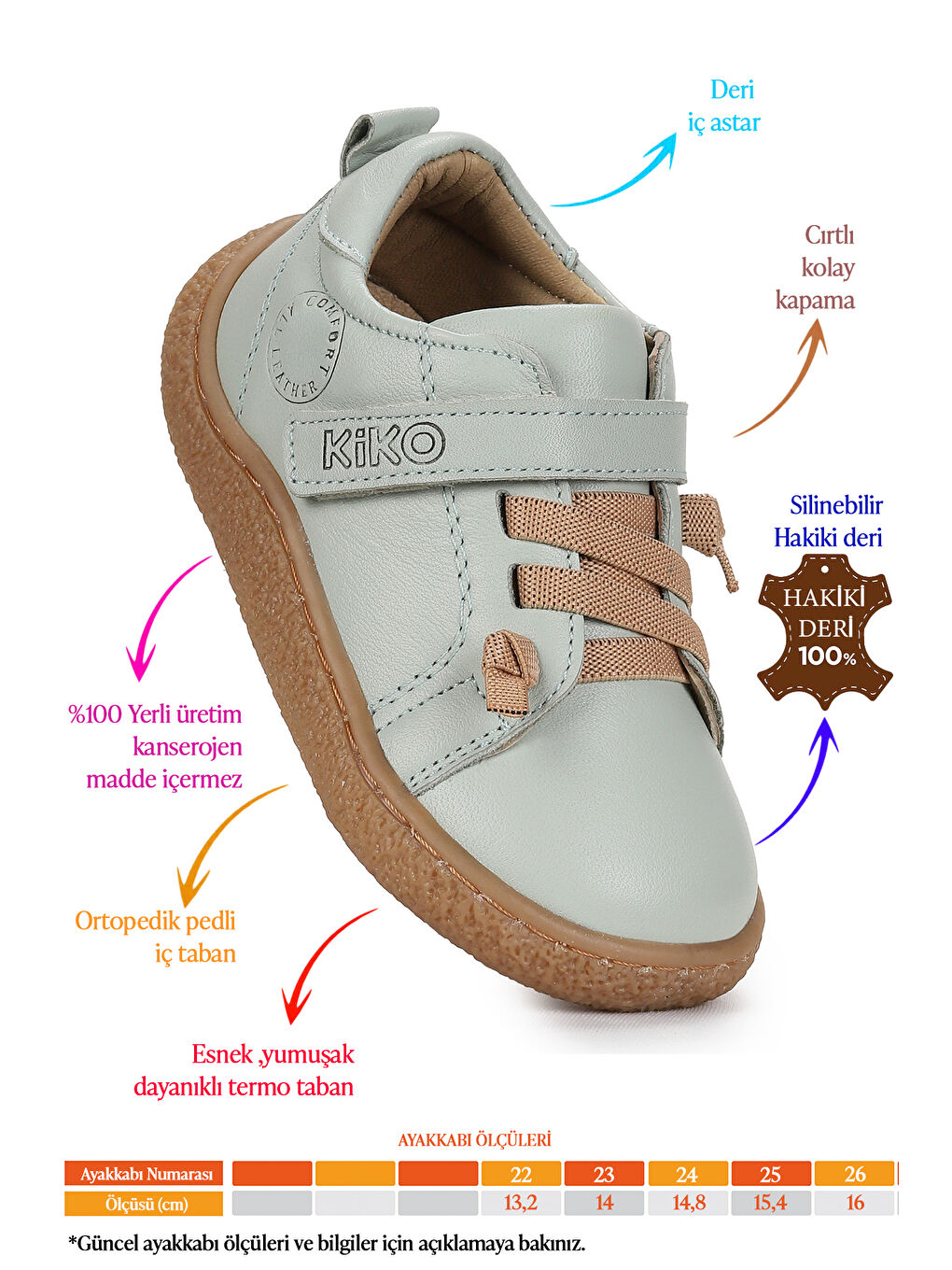 Turkuaz Arad %100 Deri Günlük Erkek Bebek Spor Ayakkabı-1