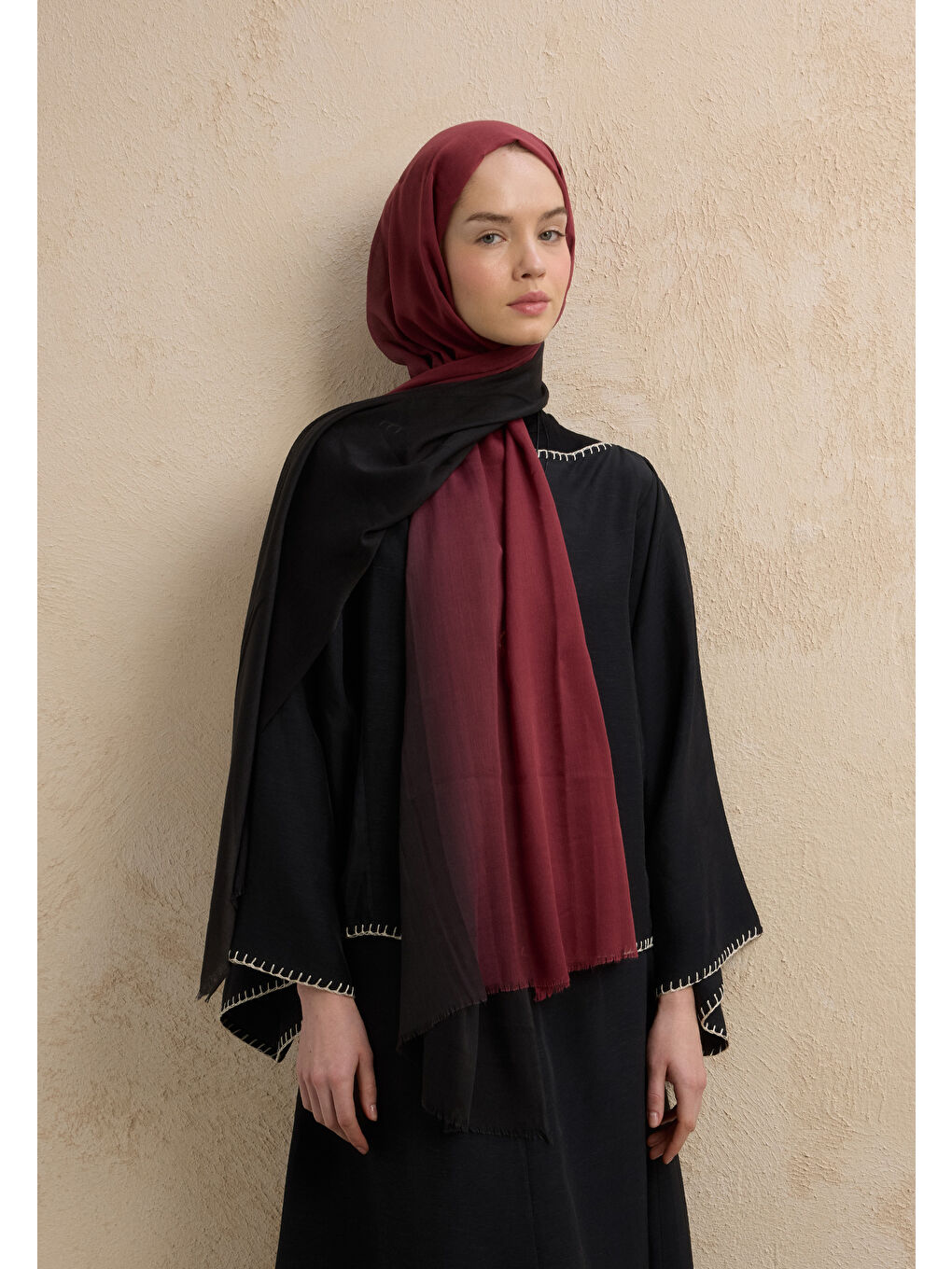 Modal Degrade Şal Siyah-Bordo-1