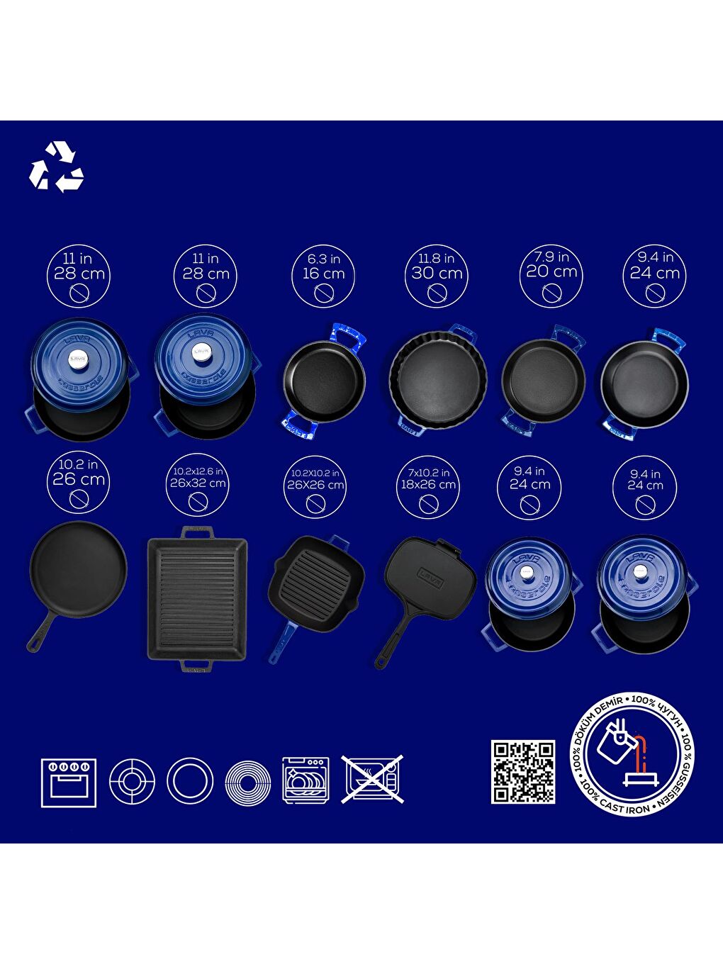Mavi Döküm 12x Trendy Serisi 17 Parça Tencere & Tava Seti-4