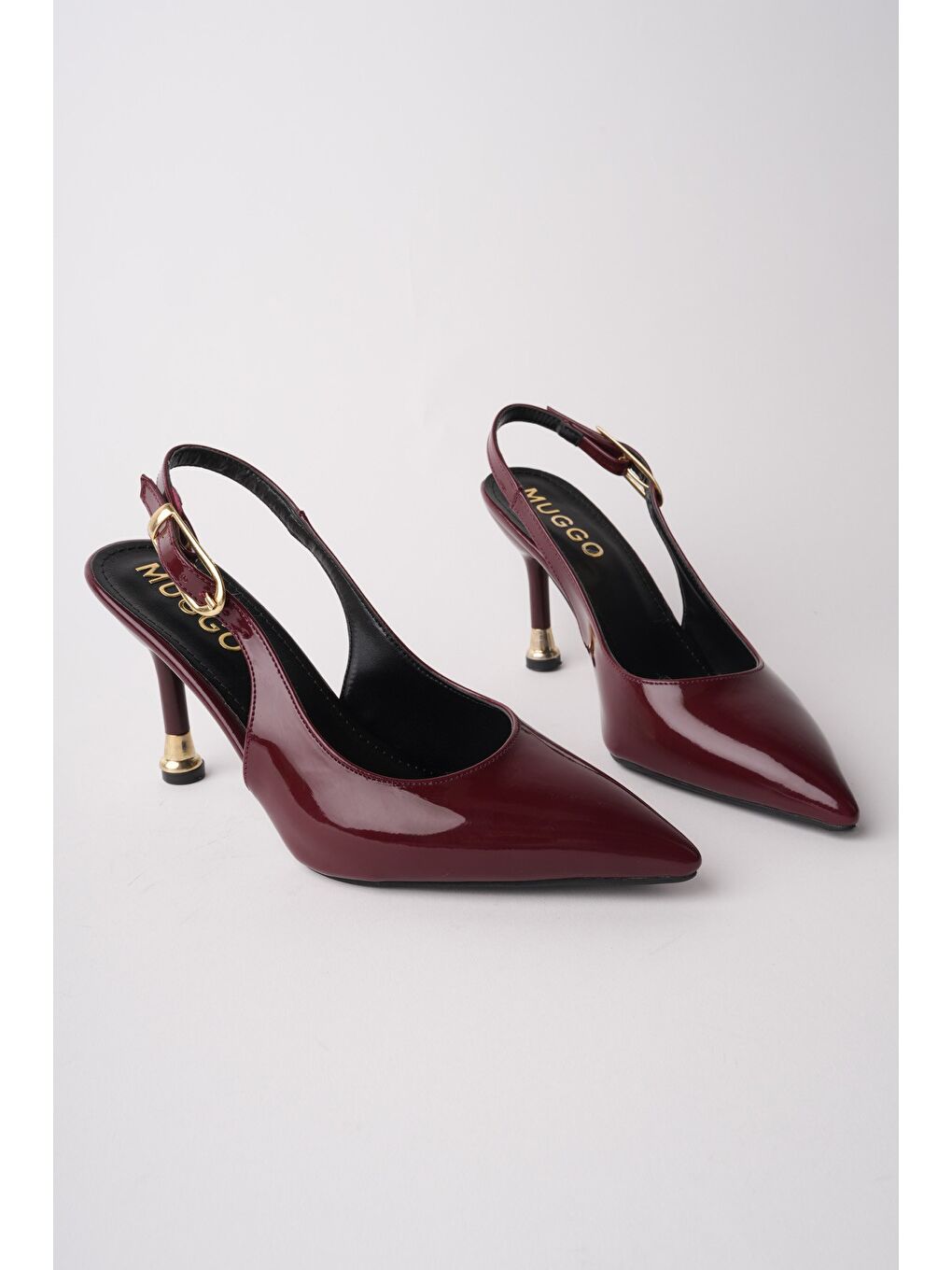 Bordo CHİC Sivri Burun Arkası Açık Kadın Topuklu Ayakkabı-1