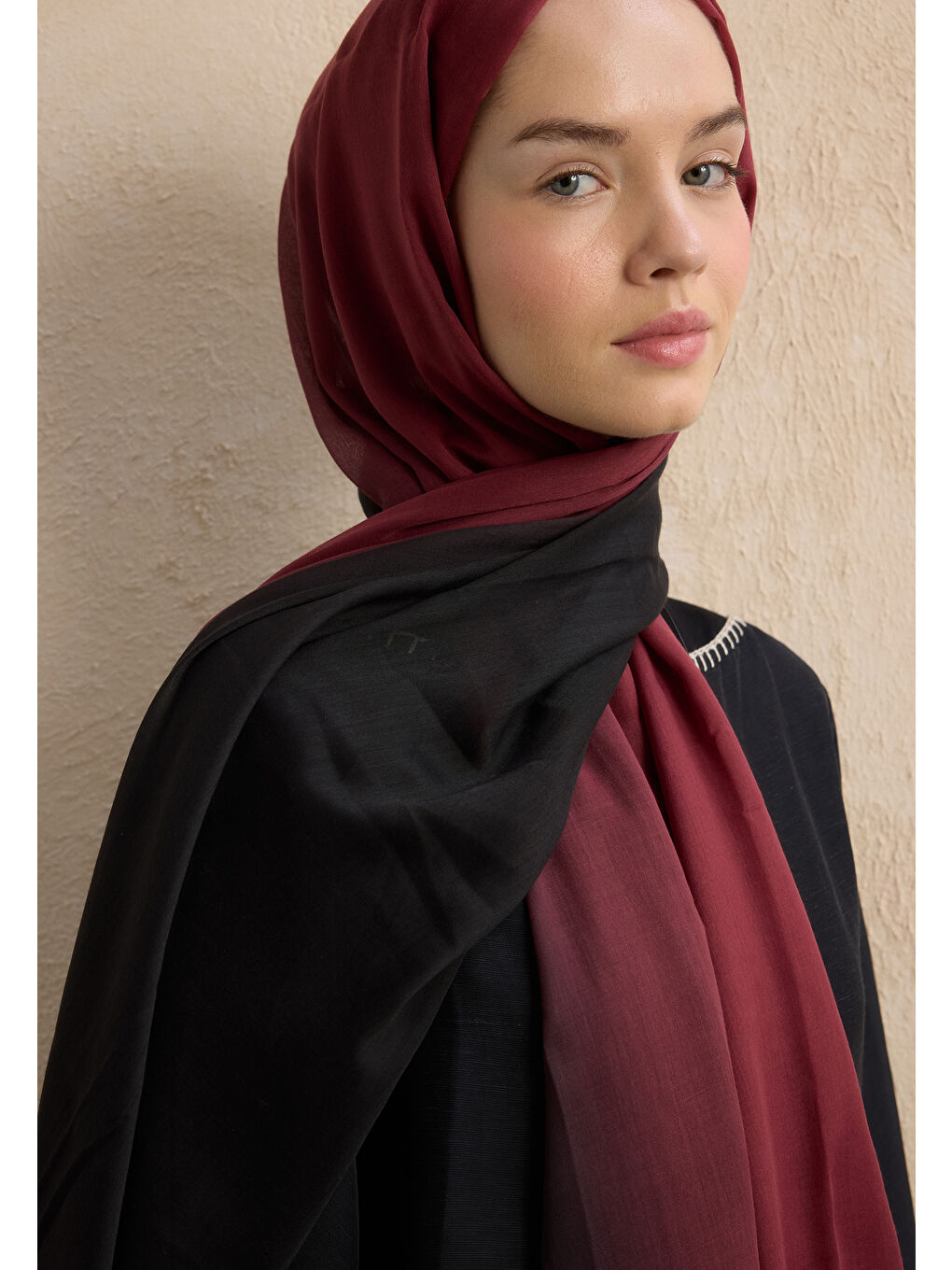 Modal Degrade Şal Siyah-Bordo-2