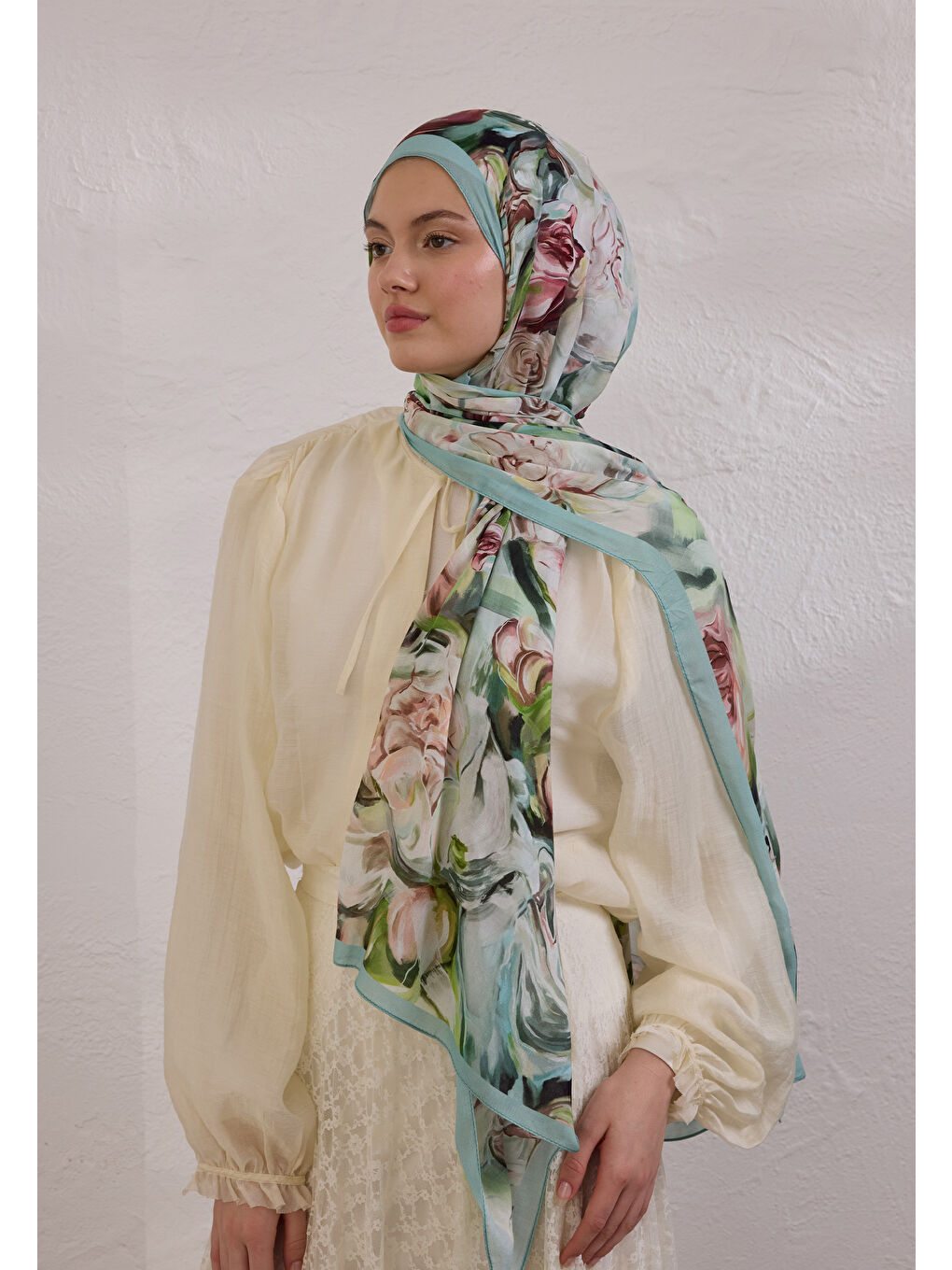 Mavi Nerıssa Desen Rami Şal Okyanus-1