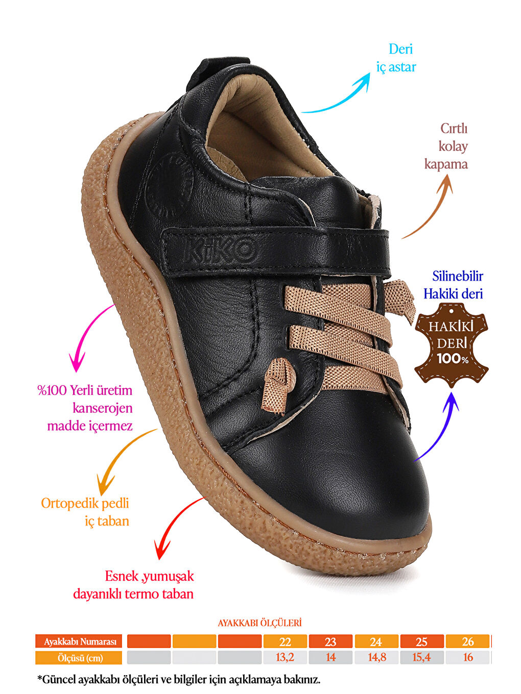 Siyah Arad %100 Deri Günlük Erkek Bebek Spor Ayakkabı-1