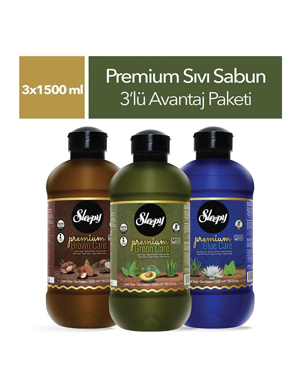 Sleepy Beyaz Premium Serisi Sıvı Sabun 3x1500 ml