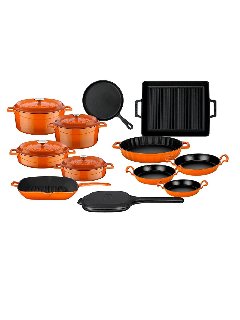 Turuncu Döküm 12x Trendy Serisi 17 Parça Tencere & Tava Seti-1