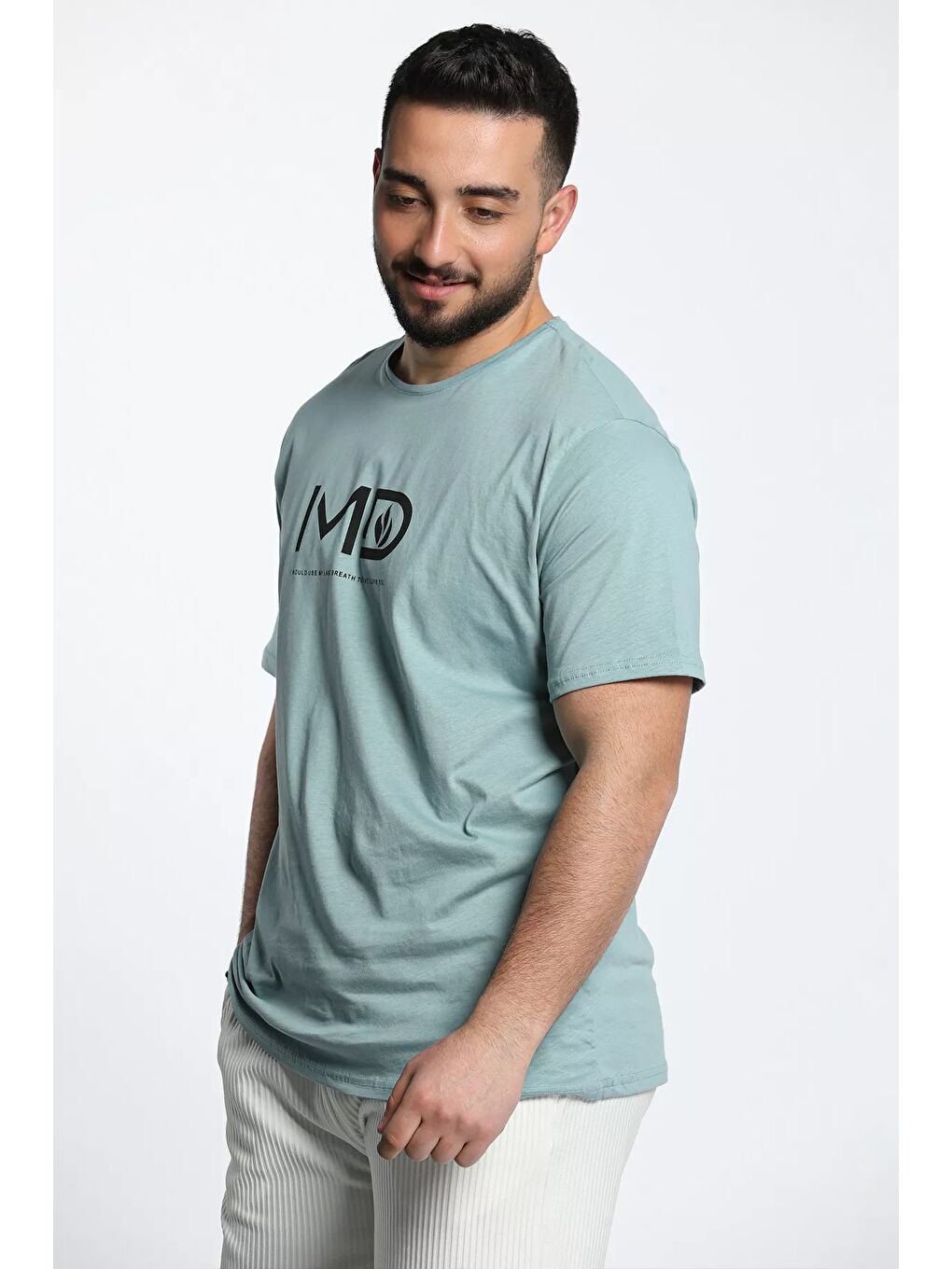 Yeşil Md Baskılı Bisiklet Yaka Erkek Tişört-3