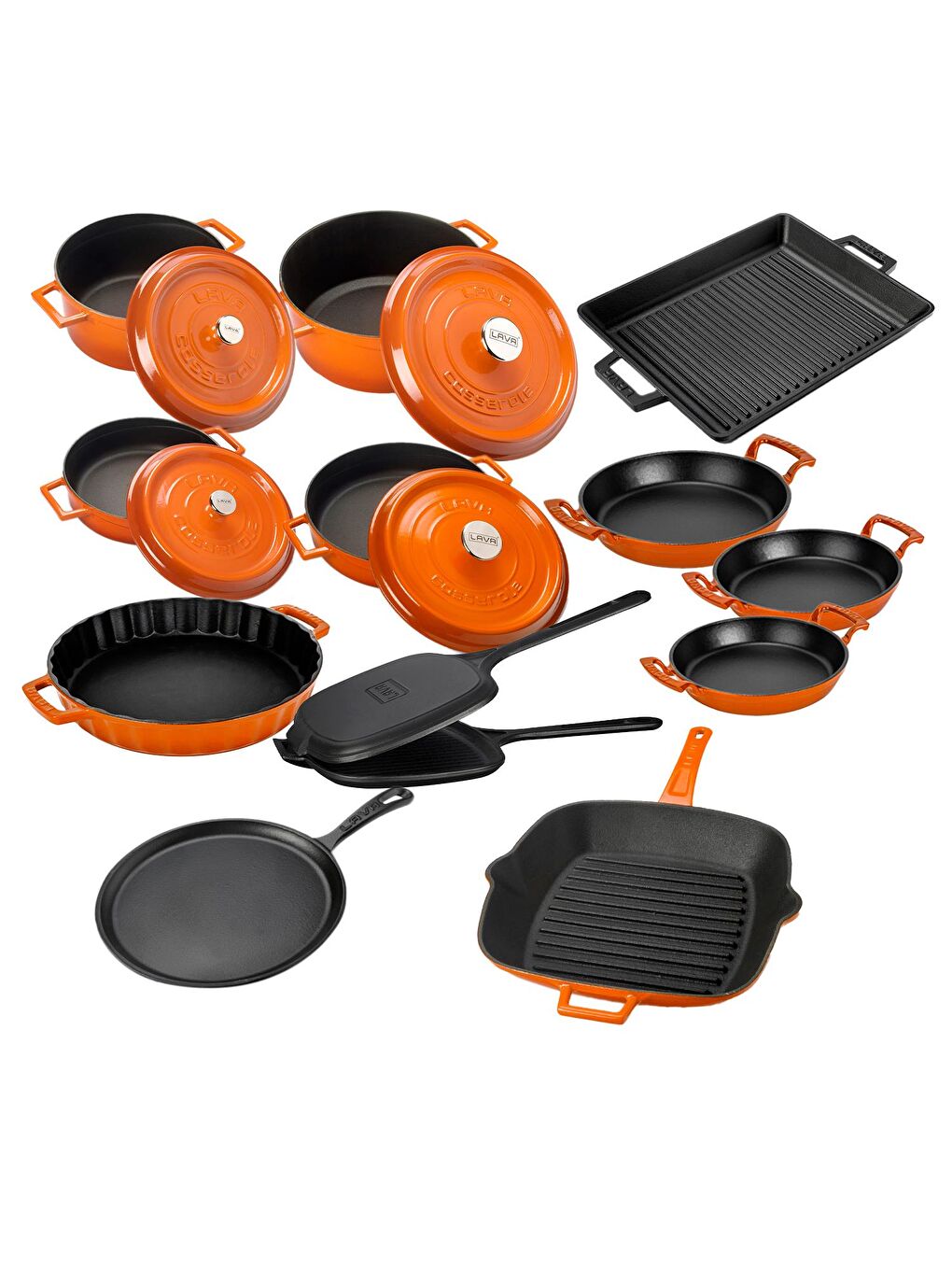 Turuncu Döküm 12x Trendy Serisi 17 Parça Tencere & Tava Seti-2