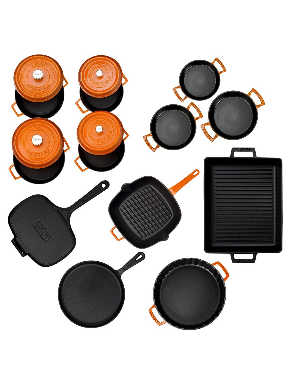 Turuncu Döküm 12x Trendy Serisi 17 Parça Tencere & Tava Seti-3