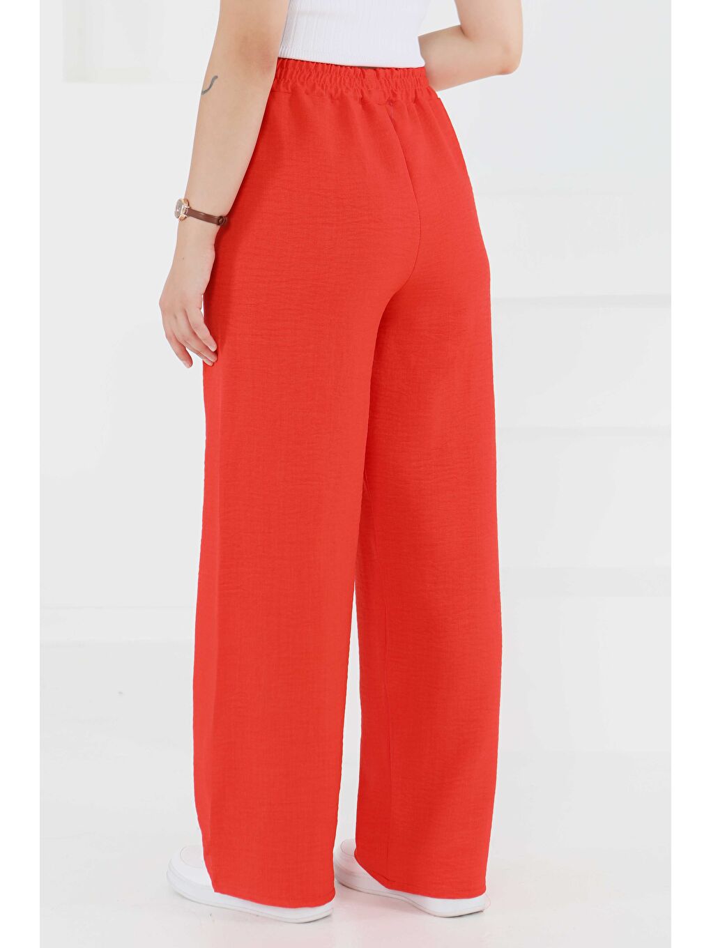 Kırmızı Beli Lastikli Salaş Pantolon Kirmizi - 27461-4