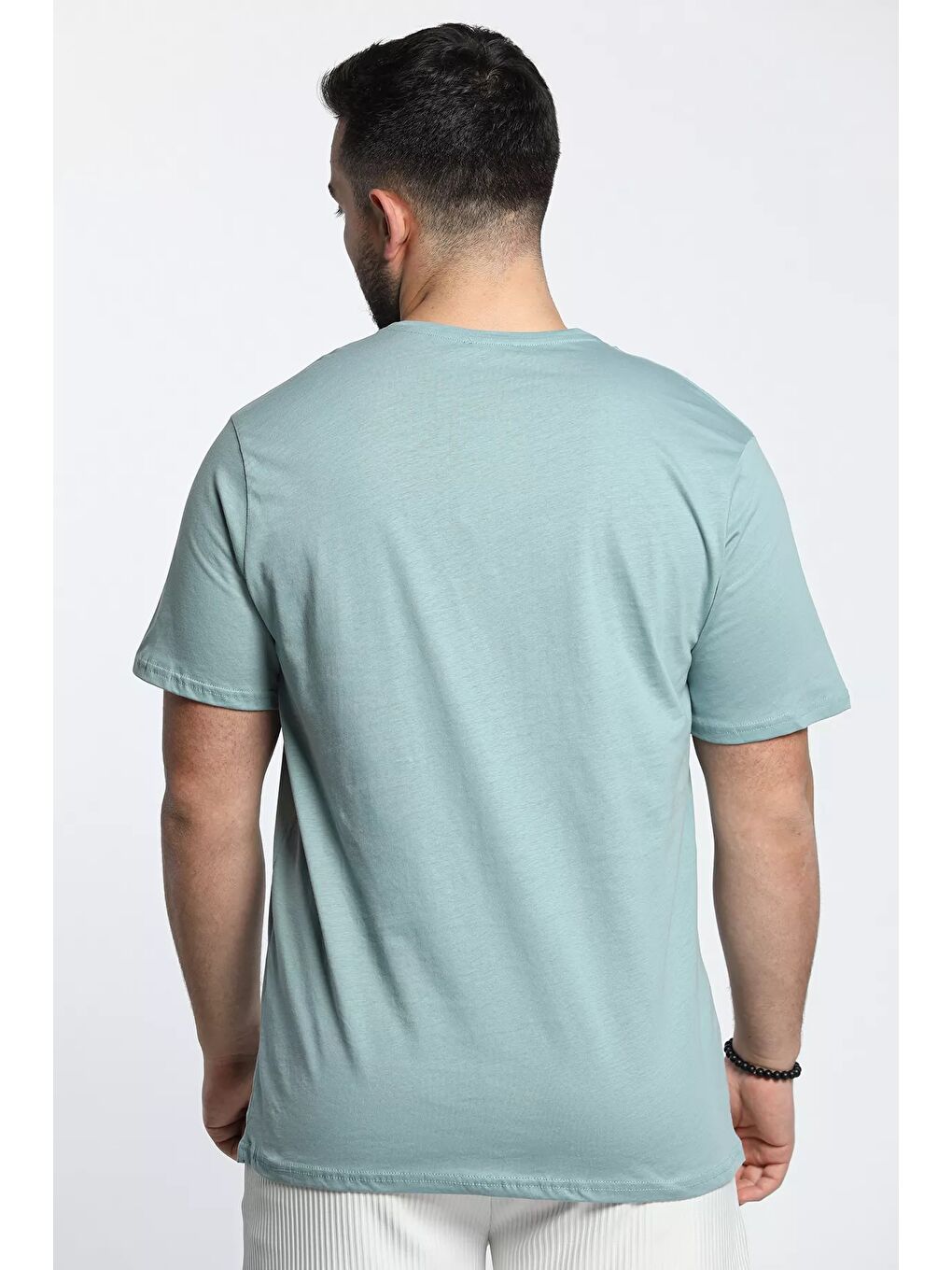 Yeşil Md Baskılı Bisiklet Yaka Erkek Tişört-4