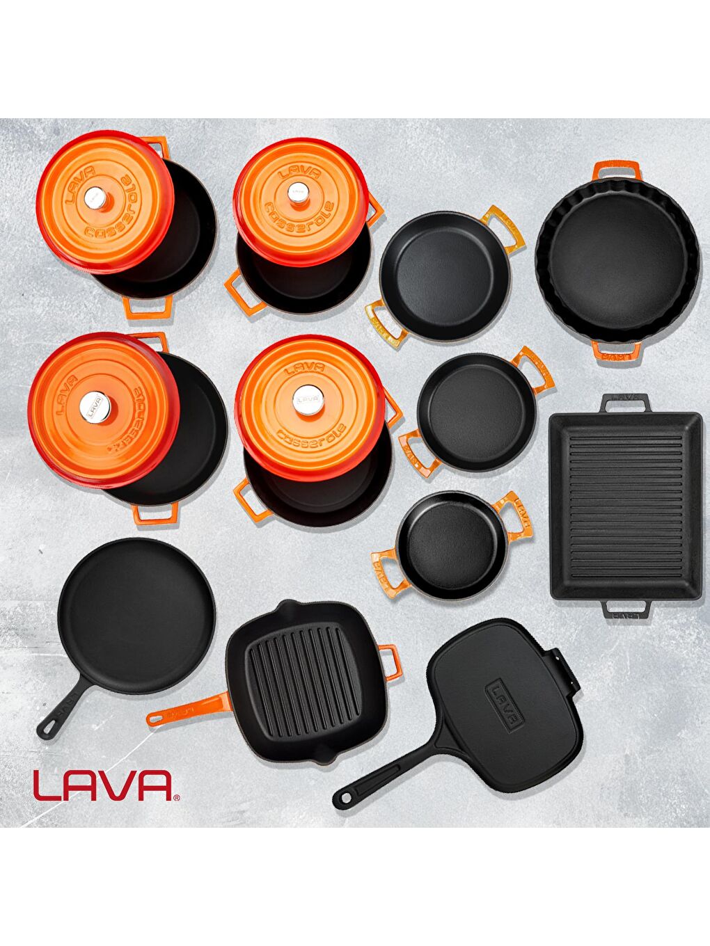 Turuncu Döküm 12x Trendy Serisi 17 Parça Tencere & Tava Seti-8