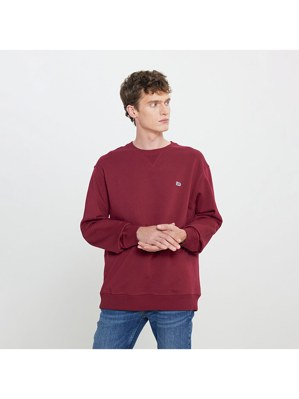 Lee Erkek Bordo Yuvarlak Yaka Sweatshirt - 1