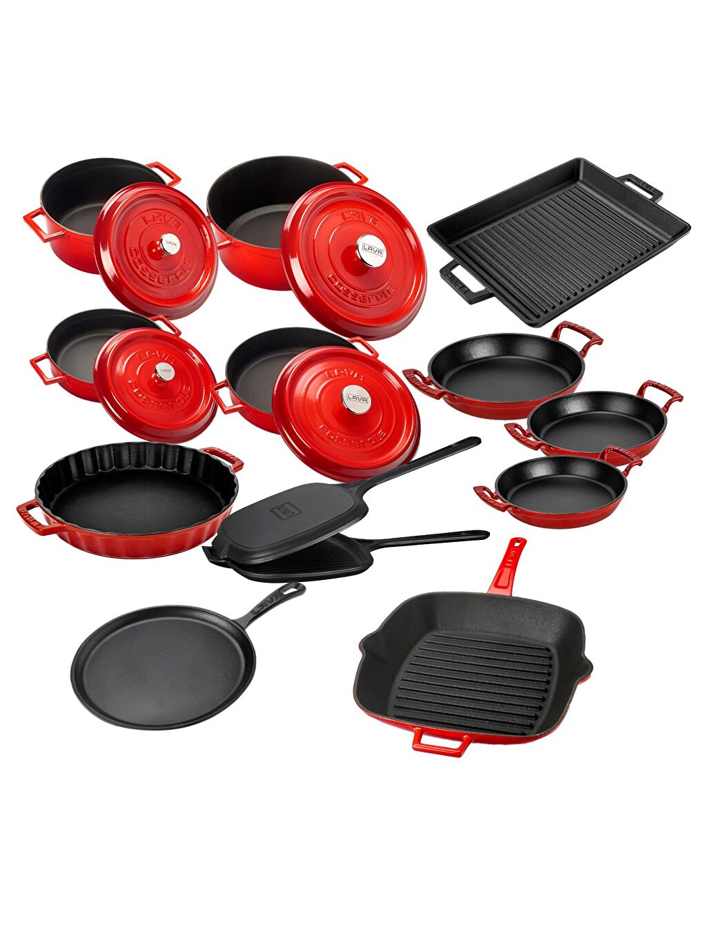 Kırmızı Döküm 12x Trendy Serisi 17 Parça Tencere & Tava Seti-2